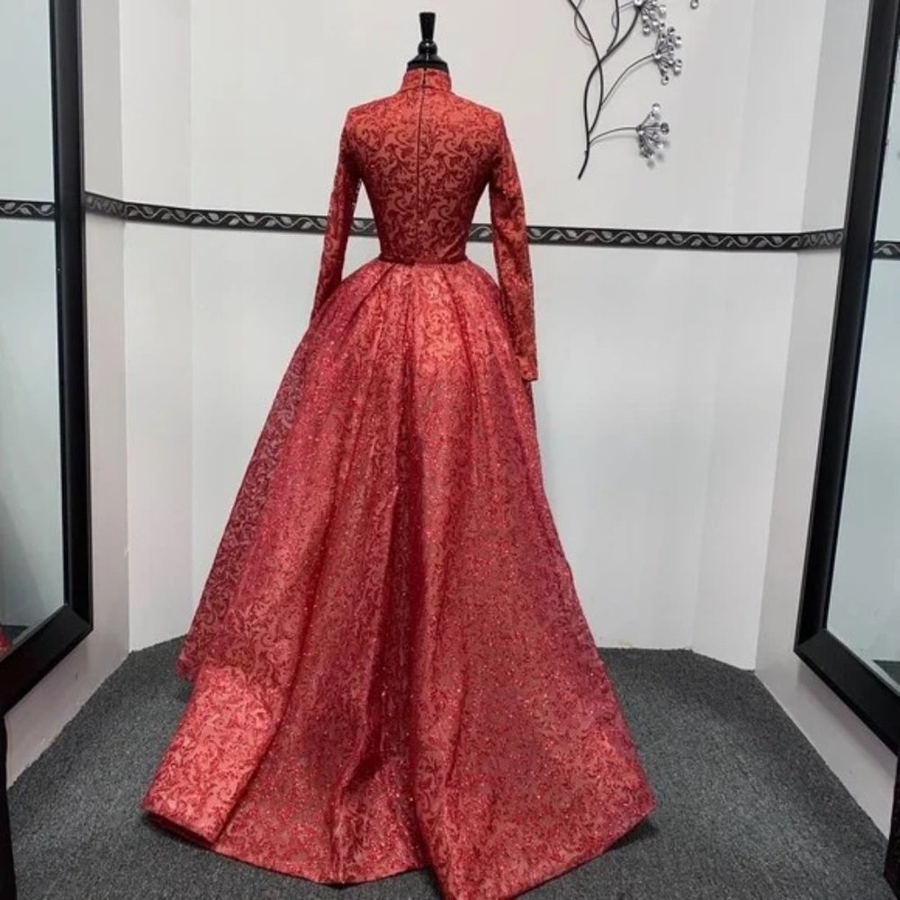 Portia and Scarlett Lace Glittery Long Sleeve Detachable Overskirt Dress - Picture 11 of 13